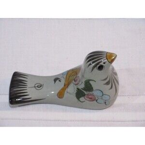 Vtg. Tonala Mexican Pottery Bird Hand Painted & Signed Suro 9" long Green